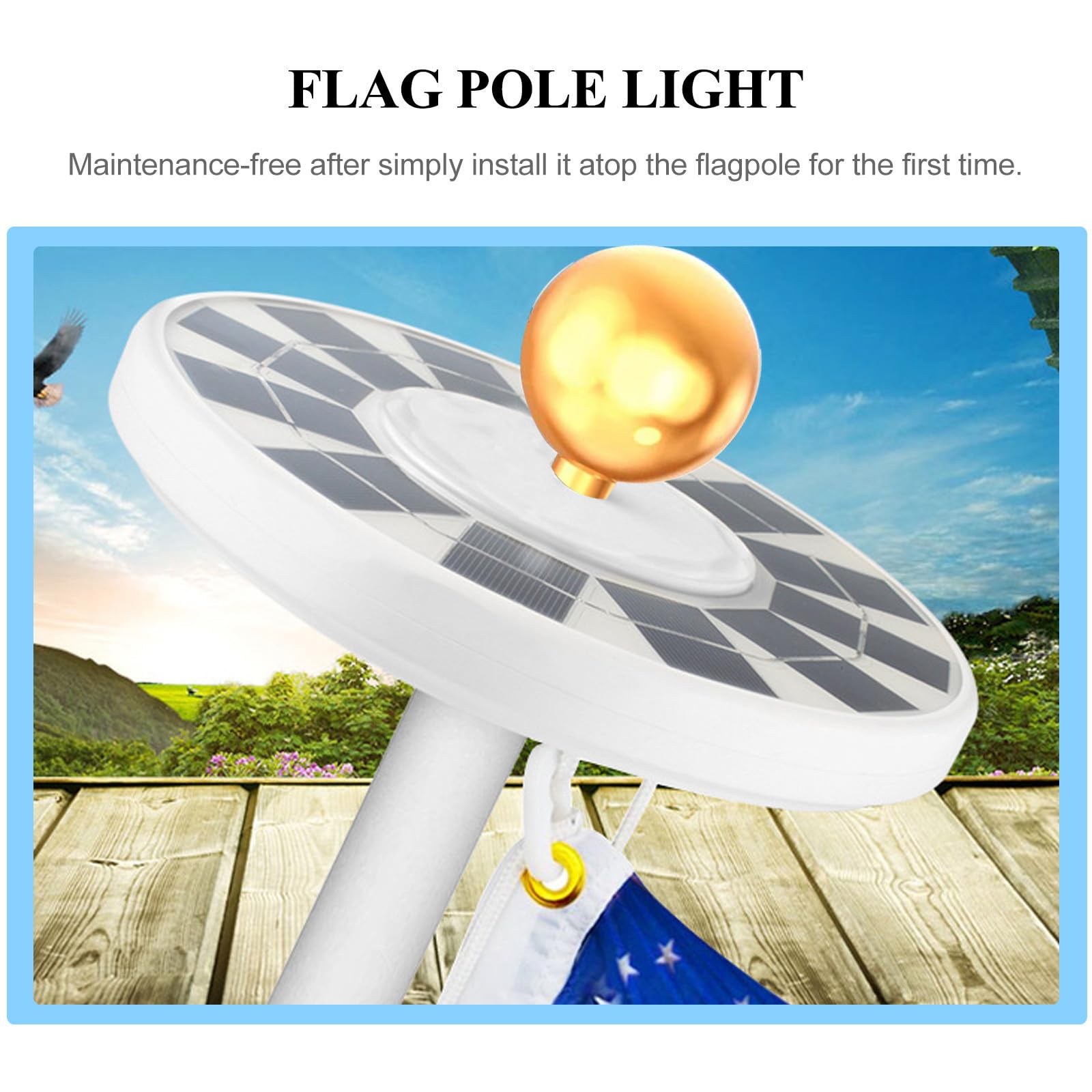 Lampe Solaire pour Mât de Drapeau LED 128, 5w, Ip55