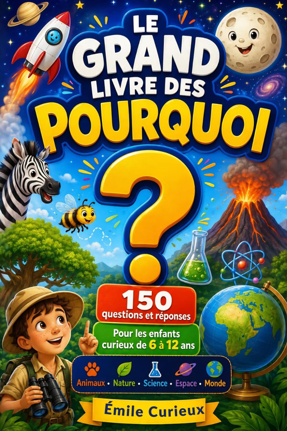 Le Grand Livre des Pourquoi: 150 questions et réponses pour les enfants curieux de 6 à 12 ans sur les animaux, la nature, le corps humain, la science, l’espace et le monde