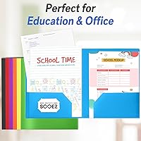 Vista 6 de Sooez Paquete de 7 carpetas con bolsillos, 2 carpetas de bolsillo con etiquetas adicionales, carpeta de plástico con bolsillos, carpeta de archivos