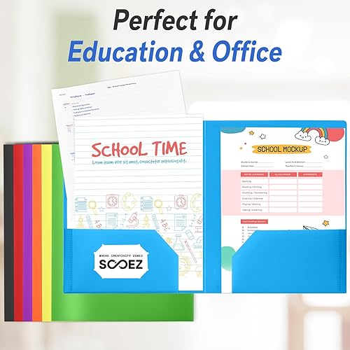 Miniatura 6 de Sooez Paquete de 7 carpetas con bolsillos, 2 carpetas de bolsillo con etiquetas adicionales, carpeta de plástico con bolsillos, carpeta de archivos