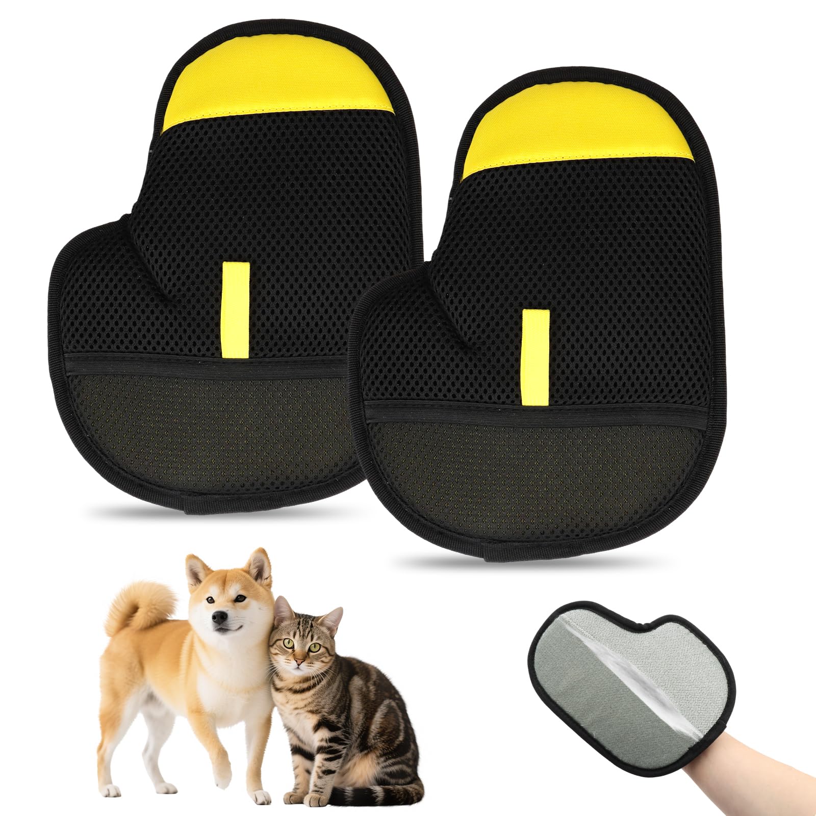 ZABARE Ttierhaarentferner Handschuh,Haarentfernungshandschuh,fellmagnet Handschuhe,Elektrostatischer Tierhaarentferner Für Couch, Möbel ohne Einsatz am Tier-2 Stück