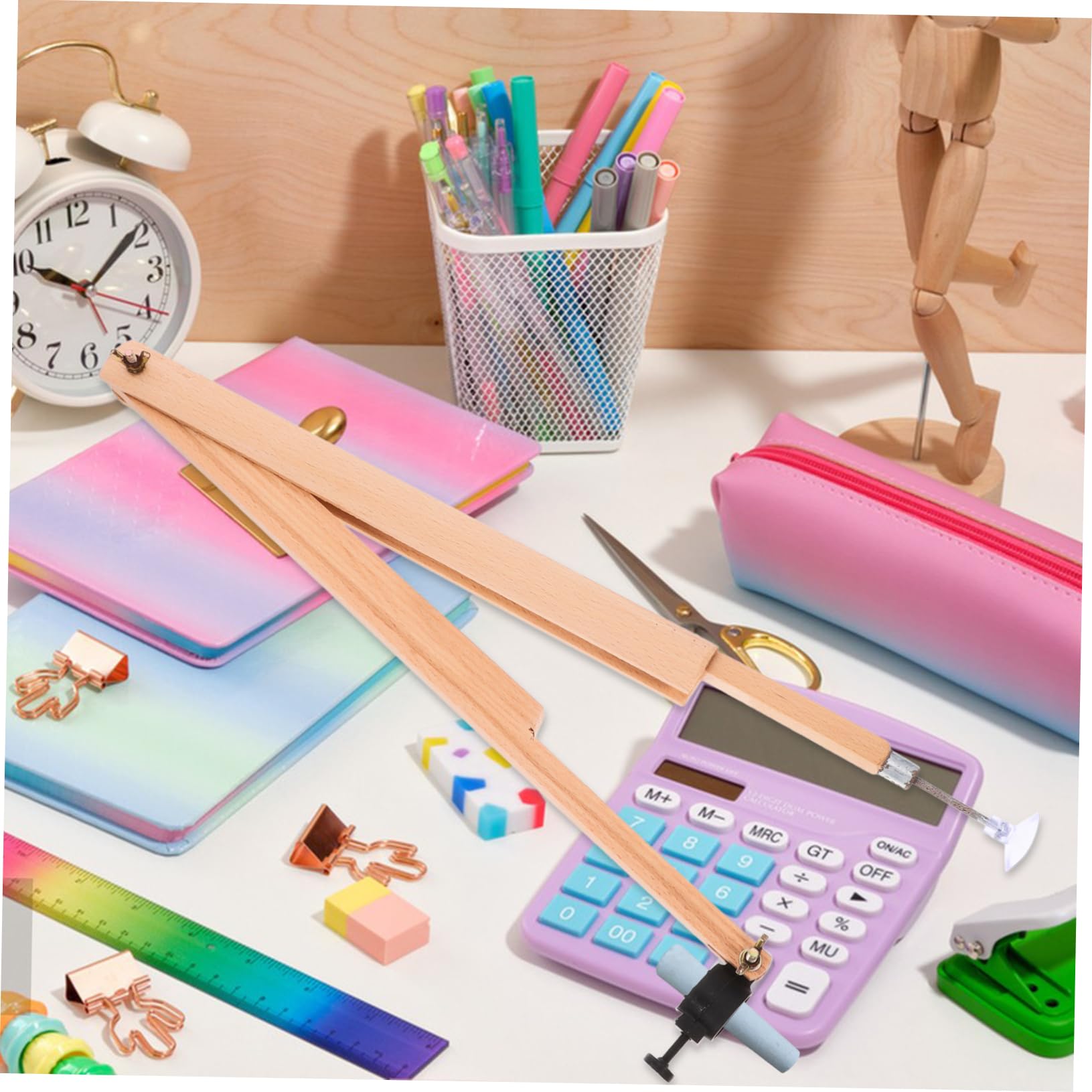 Artibetter 3pièces Compas Bois Pour Enseignement Des Mathématiques Grand Modèle Hêtre Outil De Dessin Géométrique Capacité De Traçage Jusqu à Accessoire Scolaire Et