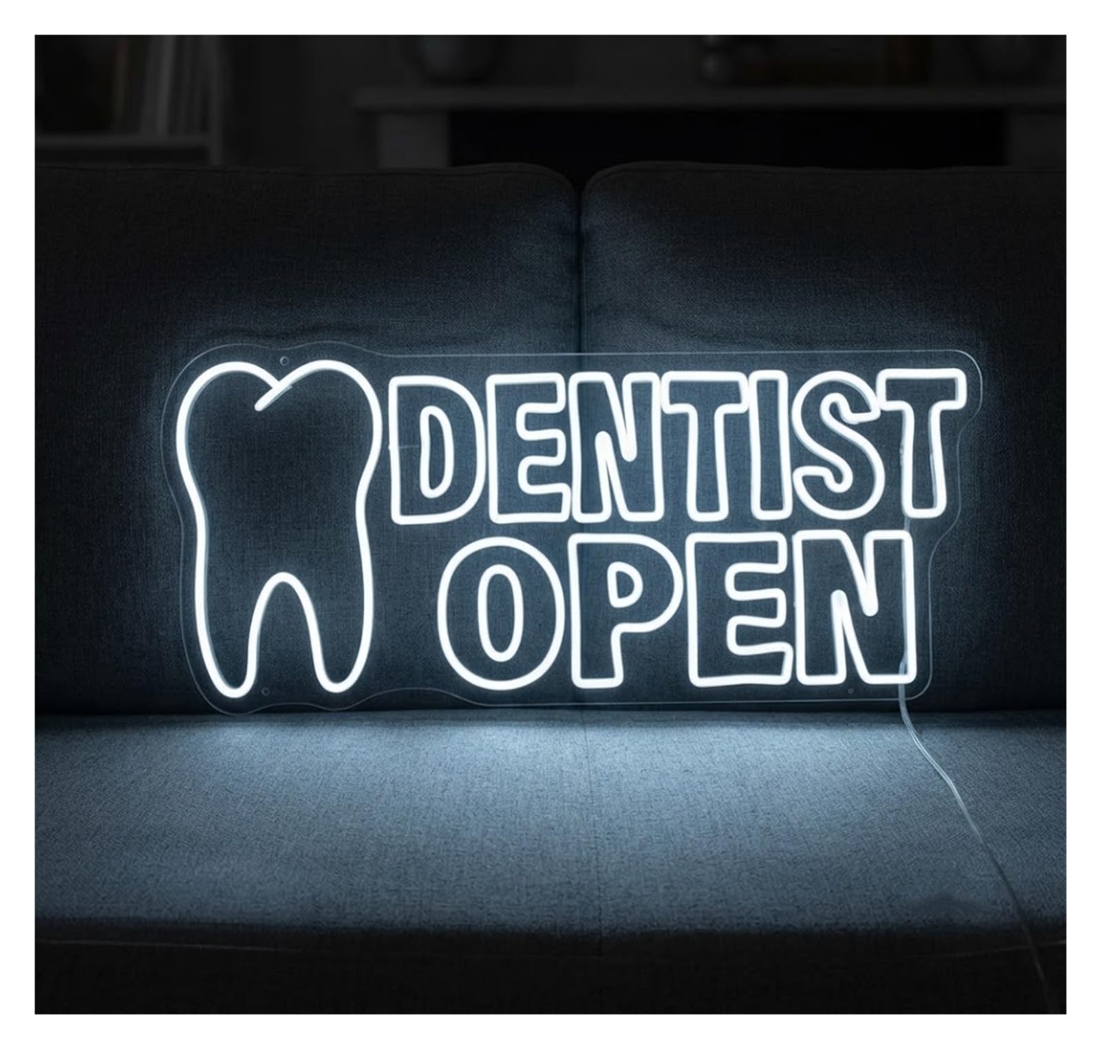 Insegna al Neon Luce Al Neon Aperta Del Dentista | Cartello Per La Vetrina Del Negozio Della Clinica Dentale, 50cm