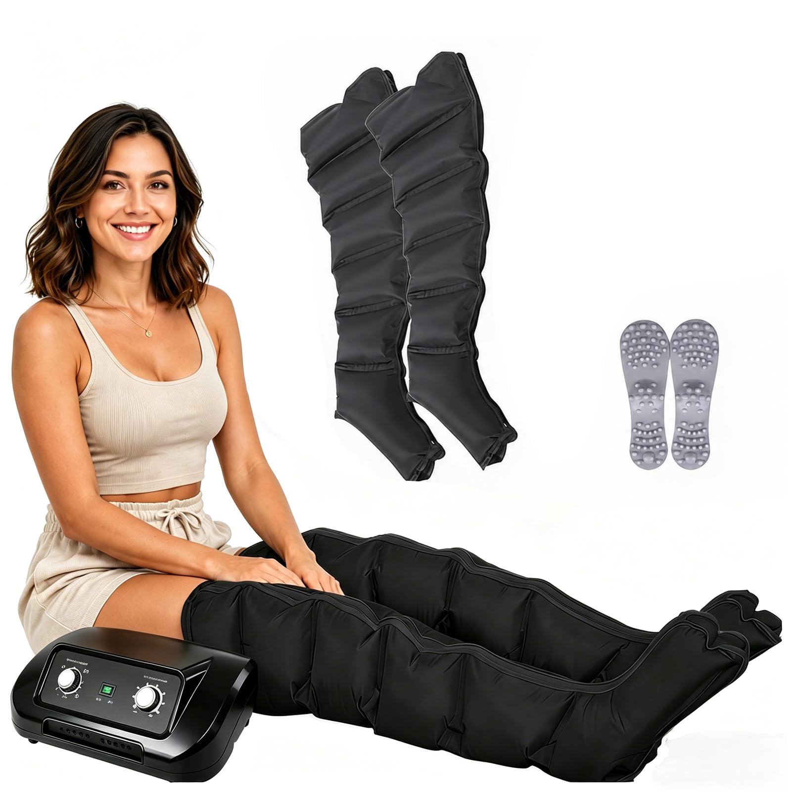 Buty ciśnieniowe na ramiona brzucha | L/XL PressotheRapie z 6 komorami | Obuwie ciśnieniowe do drenażu limfatycznego nóg Profesjonalny przyrząd kompresyjny do masażu nóg, ruch uliczny