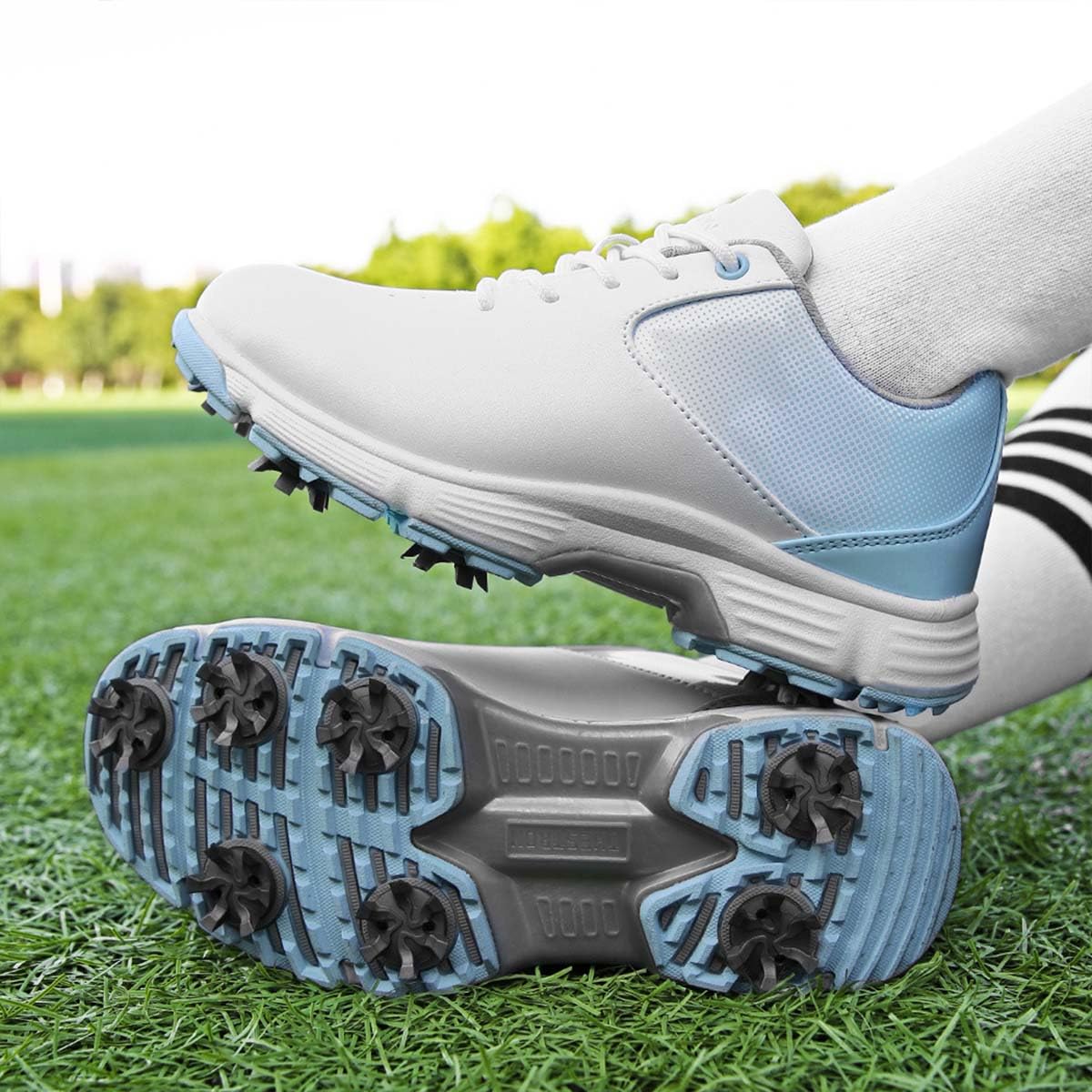 Zapatos De Golf para Mujer con Clavos Zapatillas De Golf | Cuero, Profesionales, Casual, Ligeros, Antideslizantes, Impermeables, cómodos, Moda, Exteriores