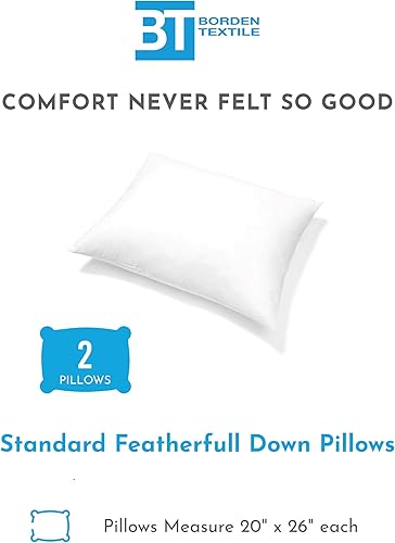 Miniatura 2 de Almohadas de plumas para dormir, funda de algodón, tamaño estándar, paquete de 2