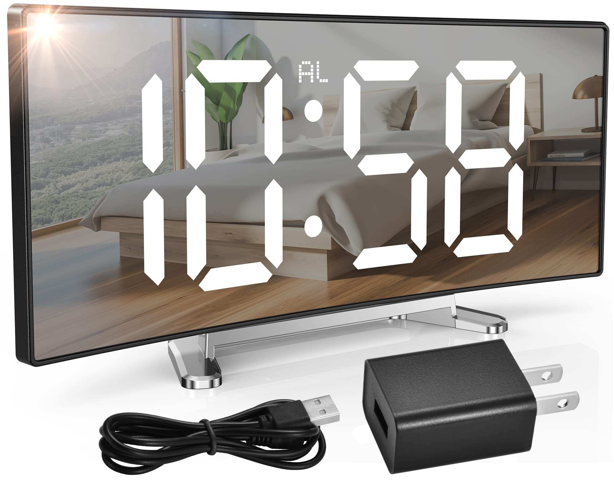 Buy COSYAIREY Mirror Alarm Clock for Bedroom with Adapter, Digital