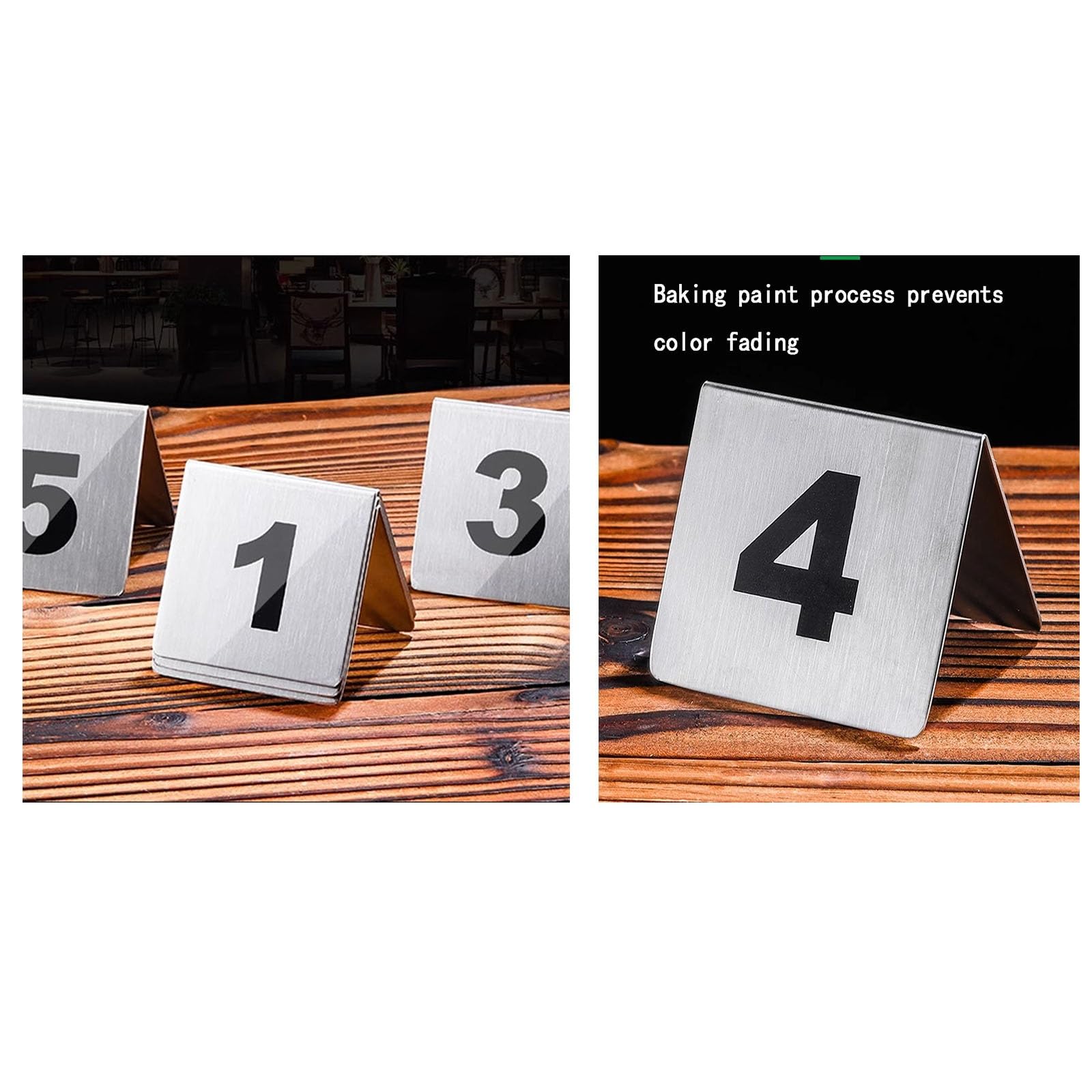 Tarjetas de números de mesa de restaurante, tarjetas de números de mesa de acero inoxidable, impresión a doble cara, 1-25, 1-50, adecuadas for restaurantes(1-50)