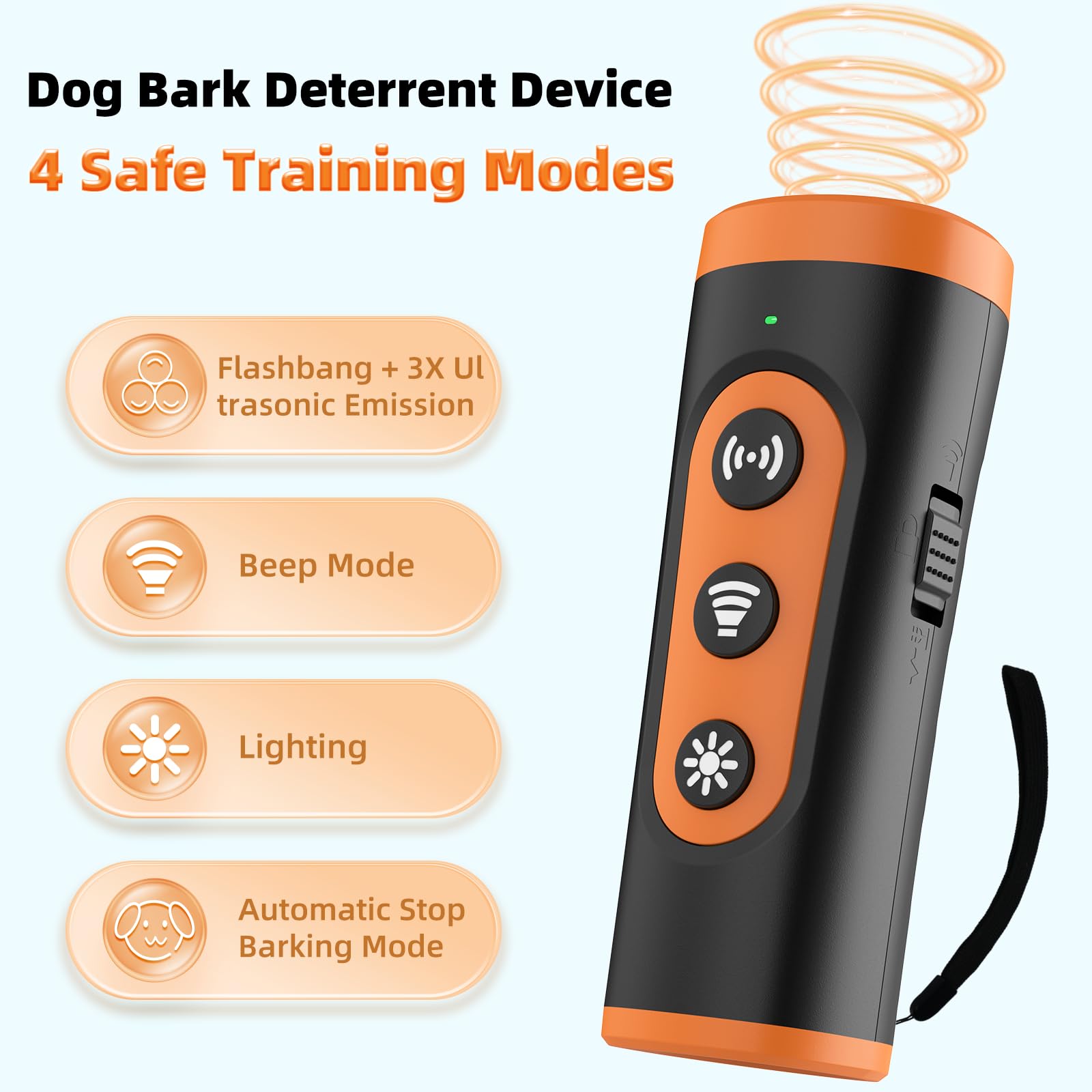 mriya Dog Bark Deterrent Device, Ultrasonic Anti Barking Device Rechargeable Dog Barking Control, Dog Training Stops Bad Behavior, Effective Control Range Ultrasonic 50ft, Safe for Human & Dogs