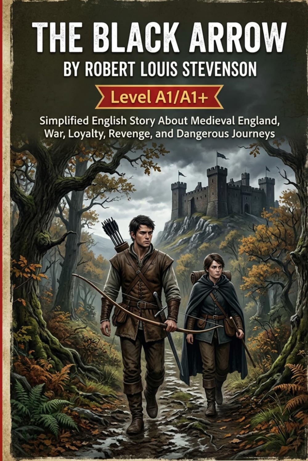 The Black Arrow by Robert Louis Stevenson (Level A1/A1+): Simplified English Story About Medieval England, War, Loyalty, Revenge, and Dangerous Journeys
