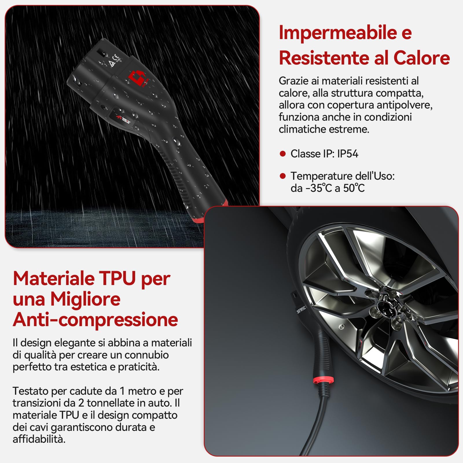 EV Cavo di Ricarica Tipo 2 7,2kw| 32A| Monofase| 7M |Tipo 2 a Tipo 2 EV Cavo di Ricarica per Auto Elettrica- Compatible con ID4, 500e, e-208, i3, XC40 - con Borsa
