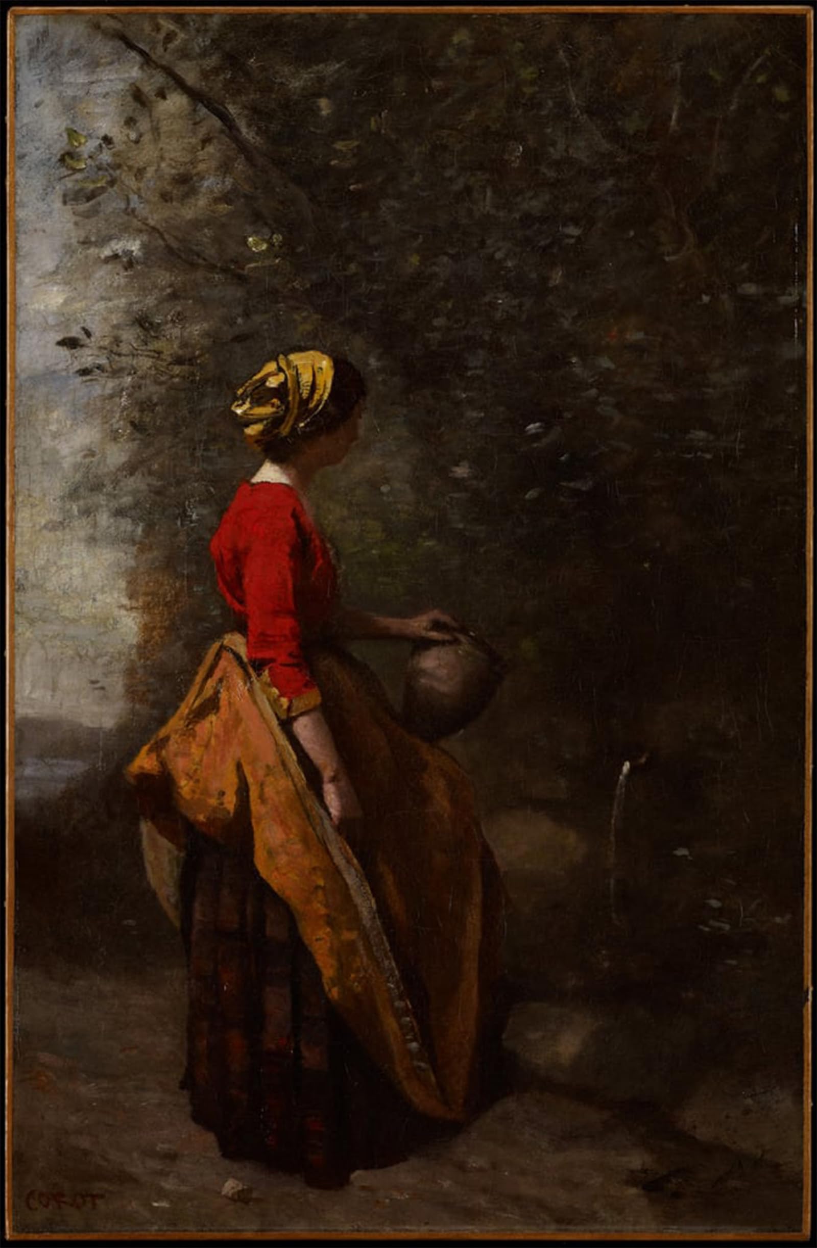 SERENDIPITP Retro Picture Poster Wall Art Pictures Painting Peasant Girl at the Spring by Jean Baptiste Camille Corot Wall Art Canvas Print for Wall Decor 60x90cm
