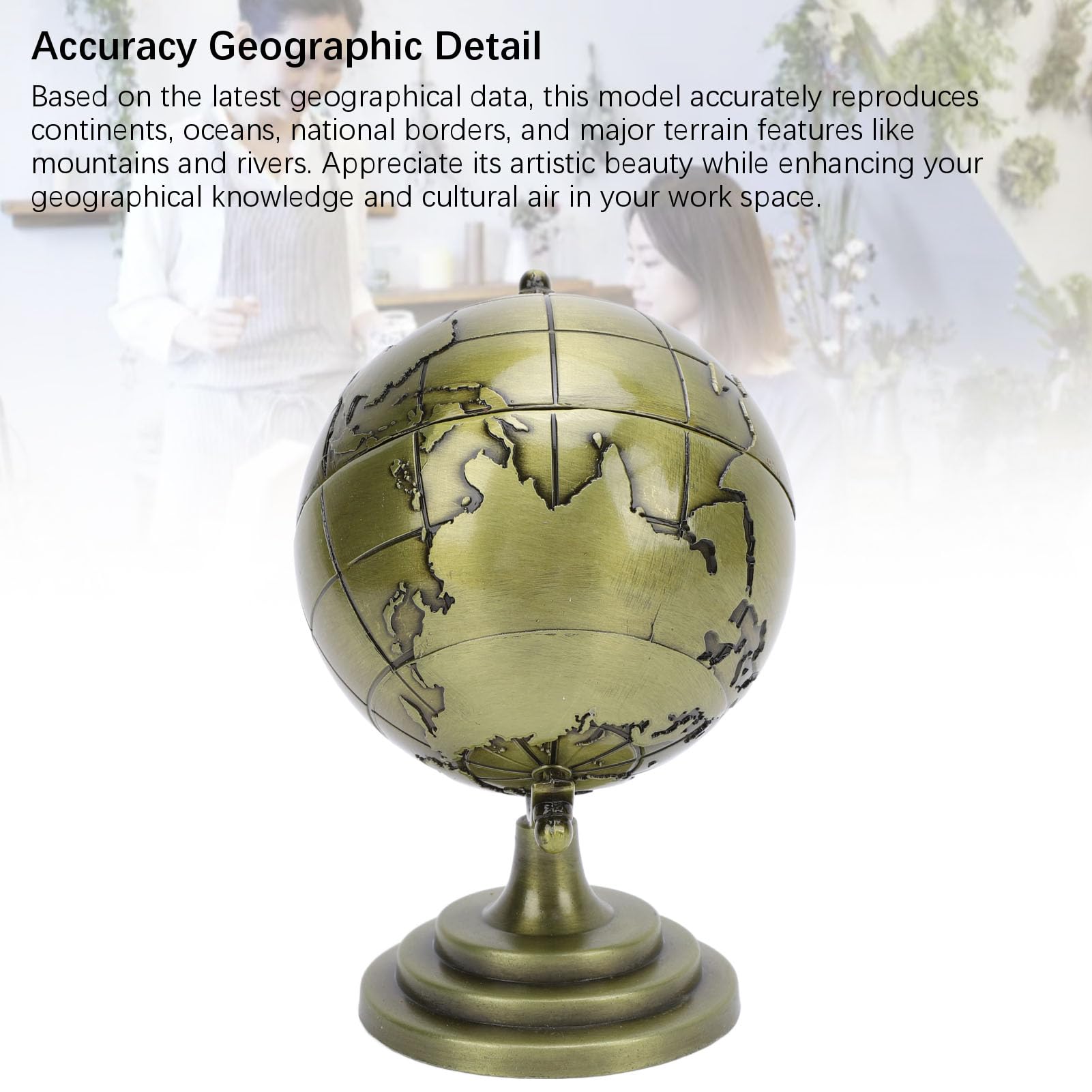 Yuecoom Metallic Luster Alloy World Globe Educational Office Study School