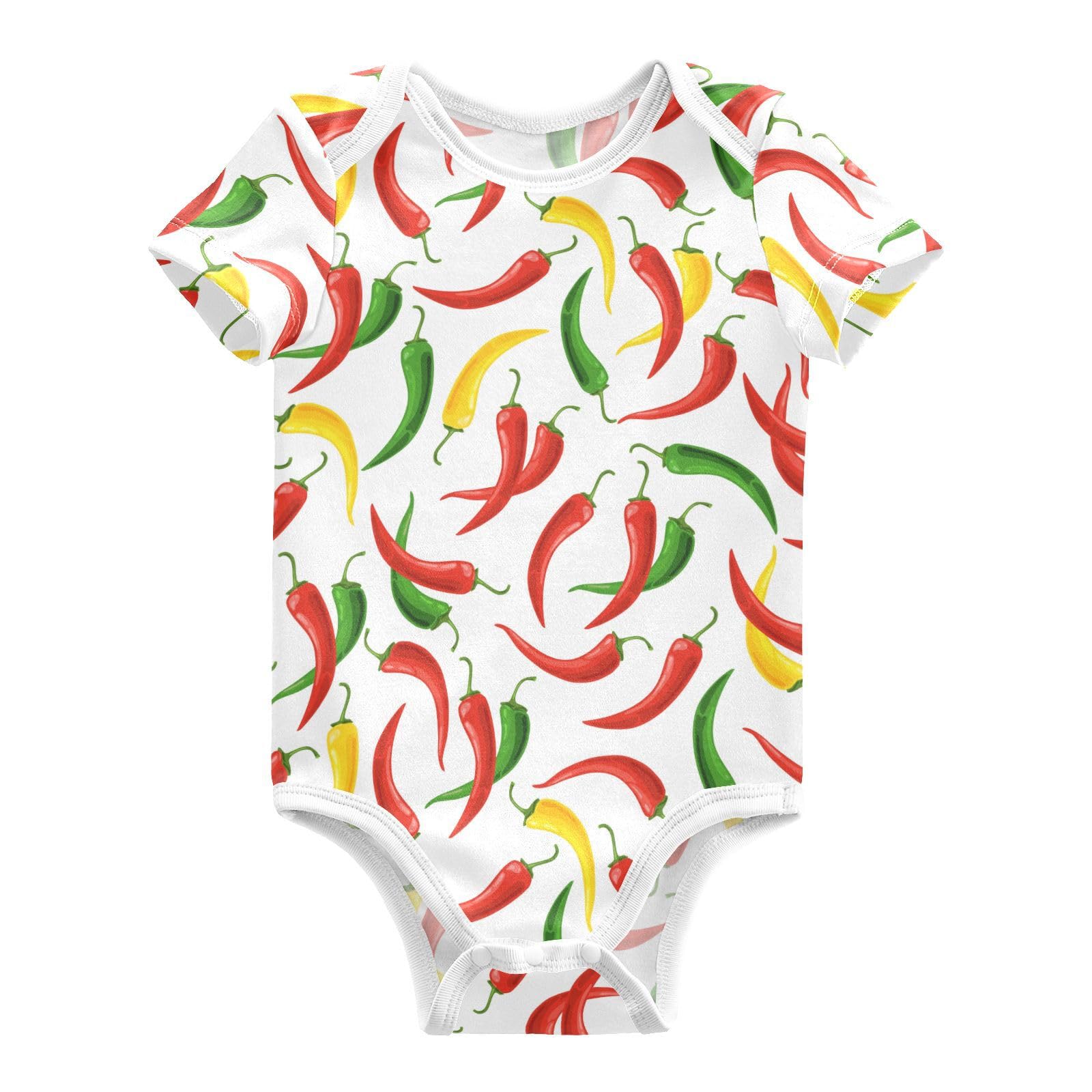 Wusikd Red Yellow Green Chili Unisex Baby Bodysuit Cotton Peppers Baby Short Sleeve Clothes 12 Months for Boys Girls