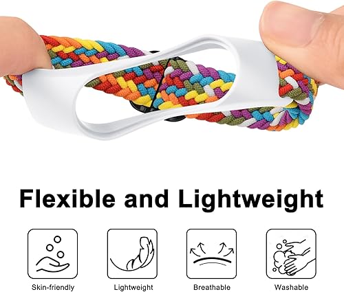 Miniatura 4 de Paquete de 2 correas de nailon para Xiaomi Mi Band 76543, correas de repuesto de nailon trenzado suave para Xiaomi Mi Band 76543 Fitness Tracker