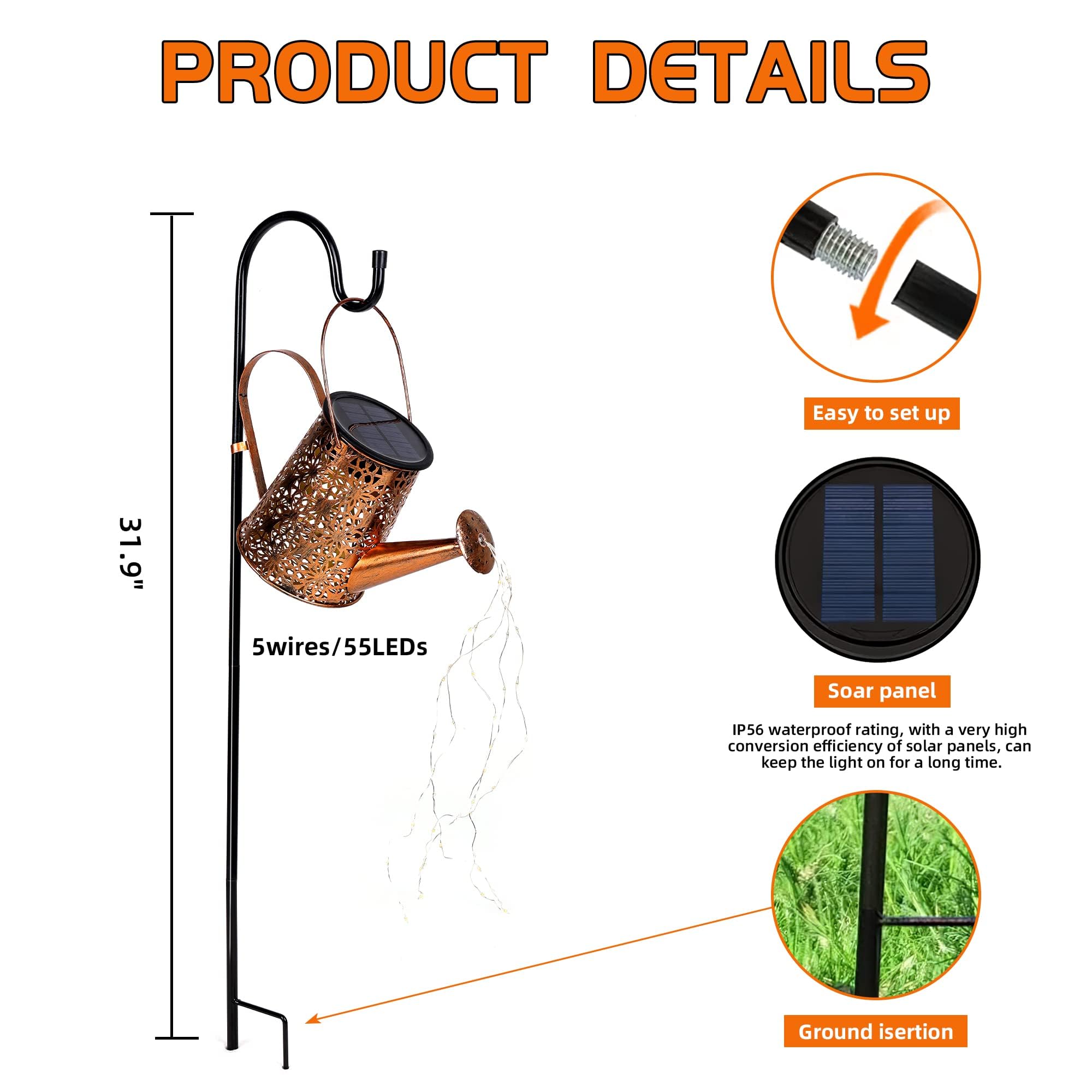 Amazon.com: Otdair 太陽能灑水罐附燈戶外花園裝飾防水太陽能花園燈適用於戶外小路庭院草坪庭院派對裝飾禮物送給媽媽奶奶生日: 家居裝修