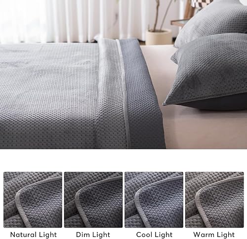 Miniatura 5 de KASENTEX - Juego de colcha de felpa de terciopelo y poliéster, diseño lujoso, grandiosa, suave y cálido, lavable a máquina. Cubrecama.