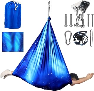 Double Layer Sensory Swing for Kids & Adults Holds up to 220lbs Indoor and Outdoor Therapy Cuddle Swing with 360° Swivel Hanger Kit Adjustable Swing for Child with Aspergers Autism ADHD
