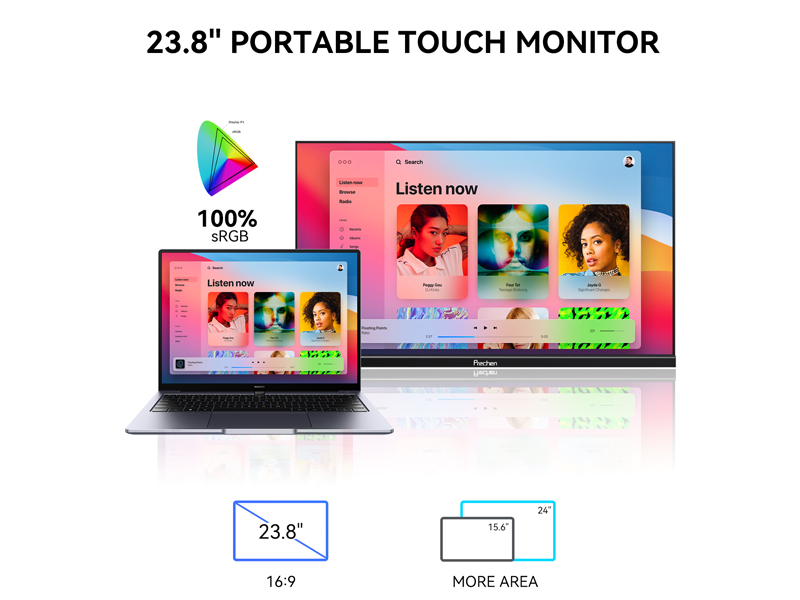 23,8 Zoll Portable Touch Monitor - FHD 1080P USB-C Touchscreen Mit Ständer