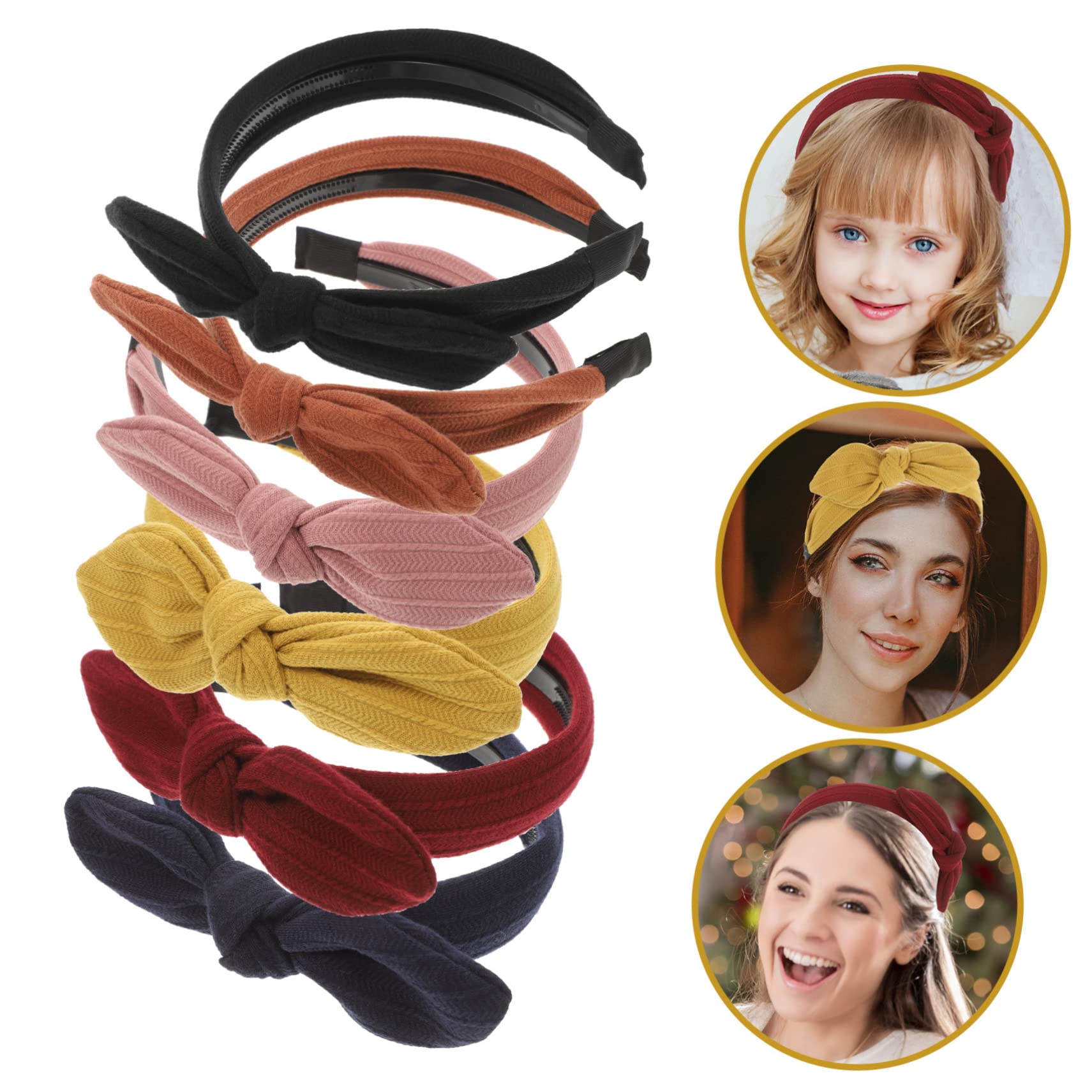 DOITOOL 6pezzi Fasce Larghe Con Fiocco Per Donne Cerchietti Eleganti e Regolabili Vari Colori Per Ogni Occasione Perfetti Per Party Shopping e Viaggi