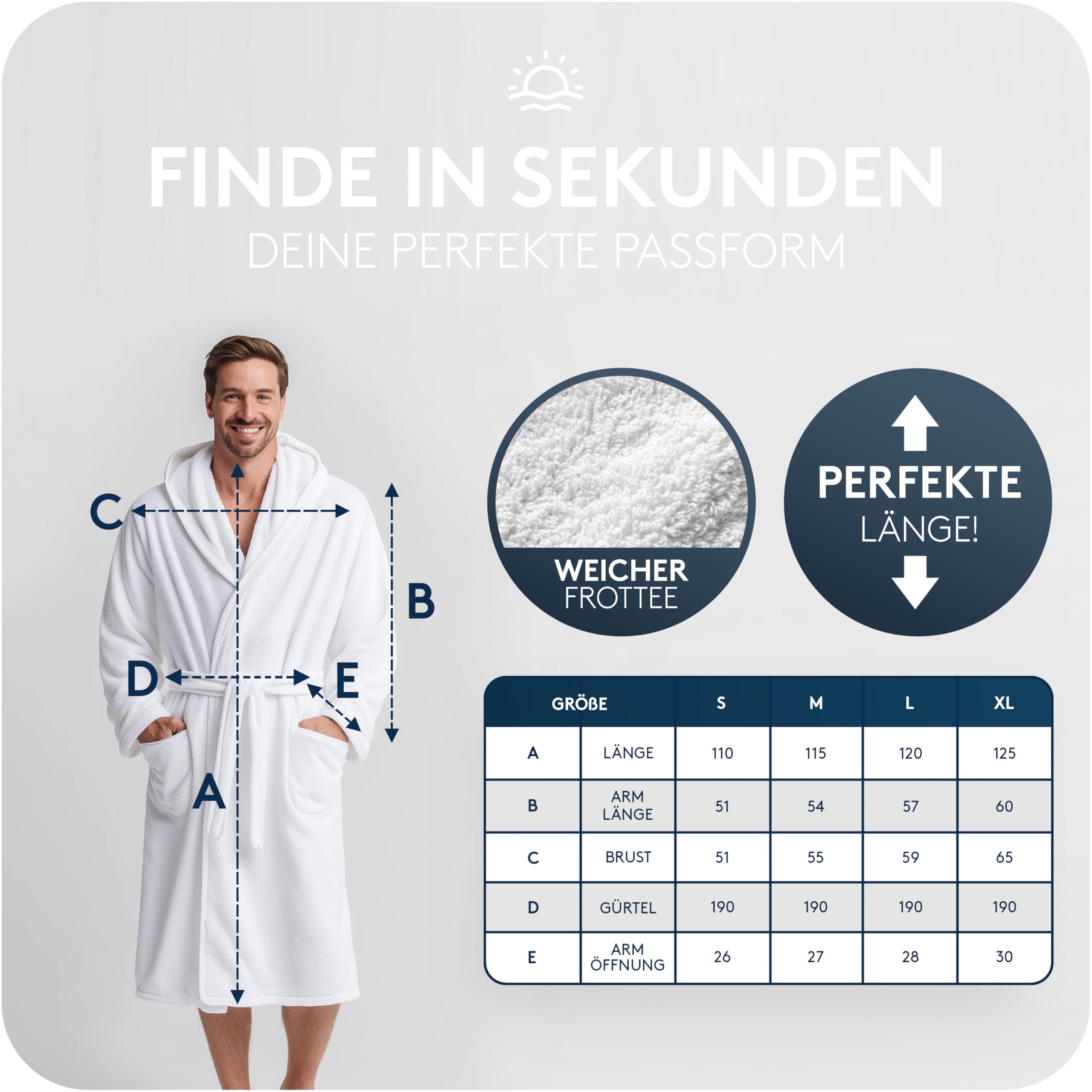 CALMONT - Bademantel Herren aus 100% Baumwolle Frottee mit Kapuze – Kuscheliger Saunamantel für Herren – Männerbademantel für Wellness & Sauna – Für tägliche Wohlfühlmomente