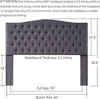 Vista 83 de 24KF Cabecera tapizada con terciopelo con diseño de botones capitoné, tamaño King/California King, cómoda, a la moda, acolchada, color gris