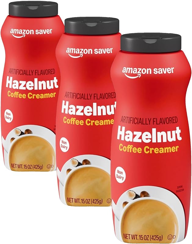Amazon Saver, Hazelnut Powder Coffee Creamer, Non Dairy, 15 Oz (Previously Happy Belly, Packaging May Vary) (Pack of 3)