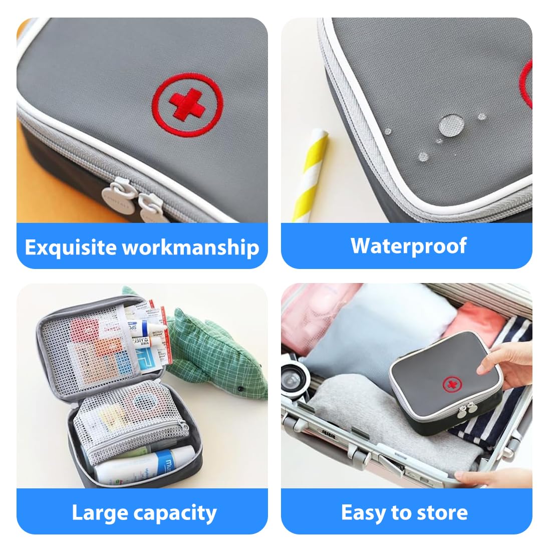 IKOPFLN 1 PCS Kit de Primeros Auxilios vacío, Kit de Primeros Auxilios para Viajar, Set de Primeros Auxilios para Actividades al Aire Libre, Bolsa de Almacenamiento médica, Kit de Emergencia