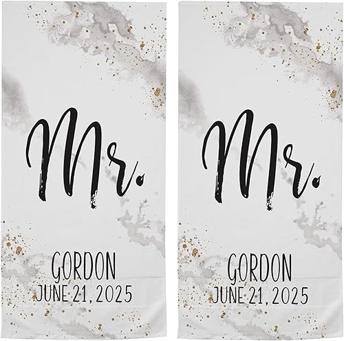 Let's Make Memories Juego de toallas de playa personalizadas Just Married para parejas, para recién casados Mr. & Mrs., Mr. & Mr. o Mrs. & Mrs. &