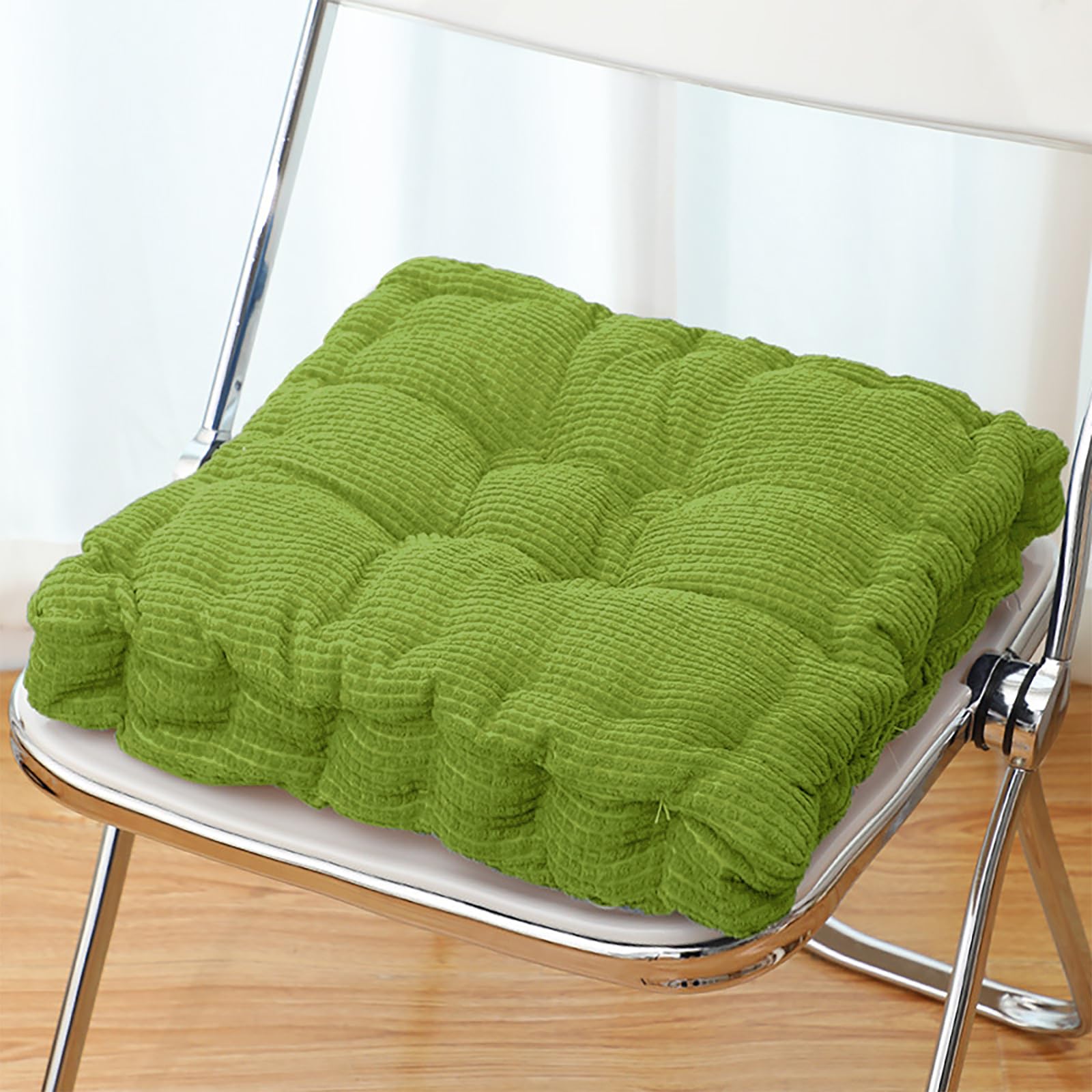 Juego de 2 Cojines para Sillas, 40 x 40 cm Cojines Sillas Gruesos, Cojin Silla para Exterior e Interior, para Sillas de Jardín, Cocina, Balcón, Comedor (Verde, Cuadrado)