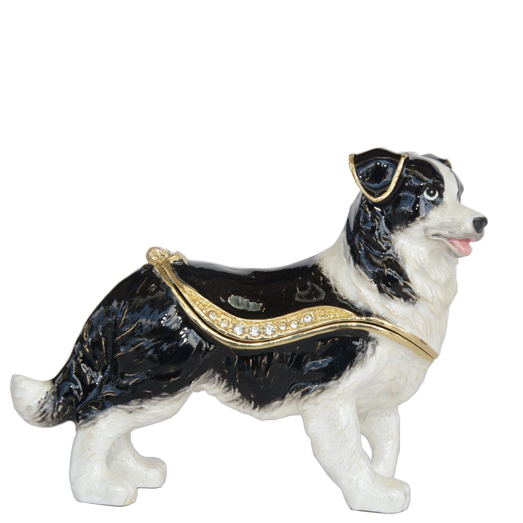 HXSCOO Border Collie Standing Trinket Box Dog Keepsake Box