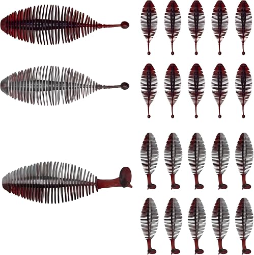 Eupheng Soft Plastic Swimbaits, Ribbed Tickle/Paddle Tail Fishing Lures