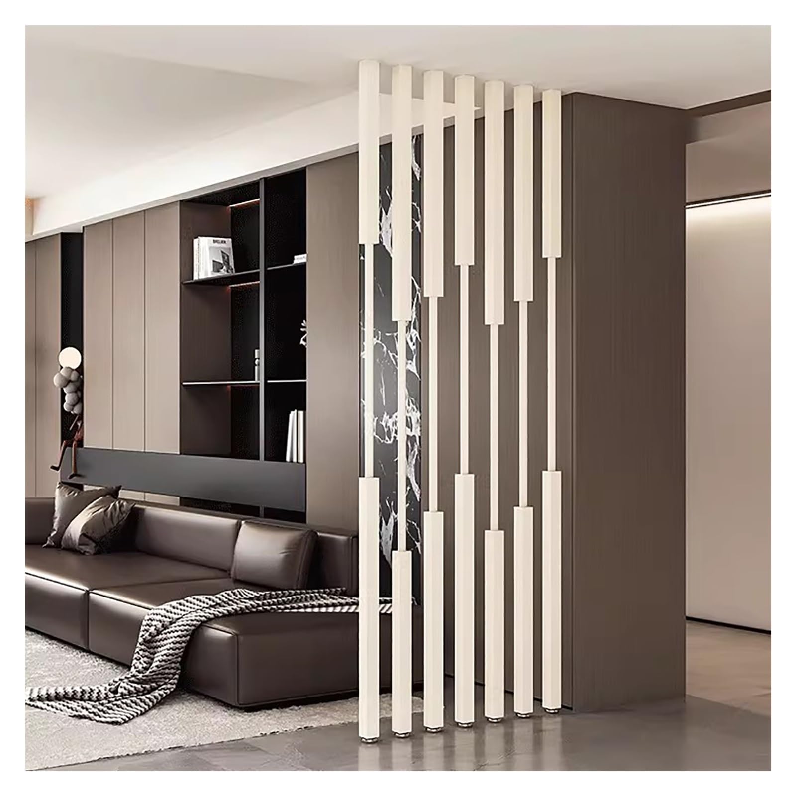Przegroda do podłogi, sufitu, łatwa instalacja, prywatna przegroda do domu, biura, restauracji, hotelu, salonu, gabinetu, kawiarni, herbaciarni, 8 szt., białe 121,9 cm