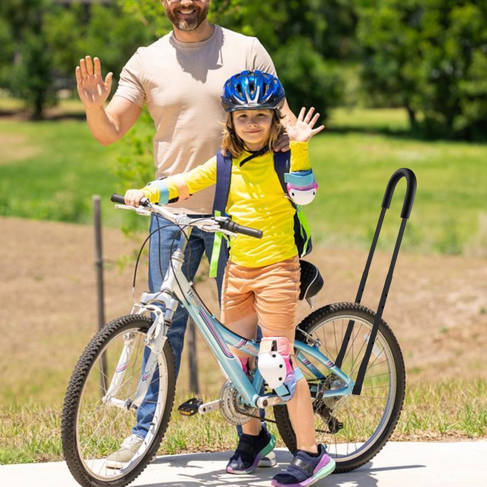 Bicicletta per bambini scorrevole e bicicletta, aiuto per l'apprendimento, barra di scorrimento universale, accessorio robusto di qualità per biciclette per bambini e tricicicli (nero)