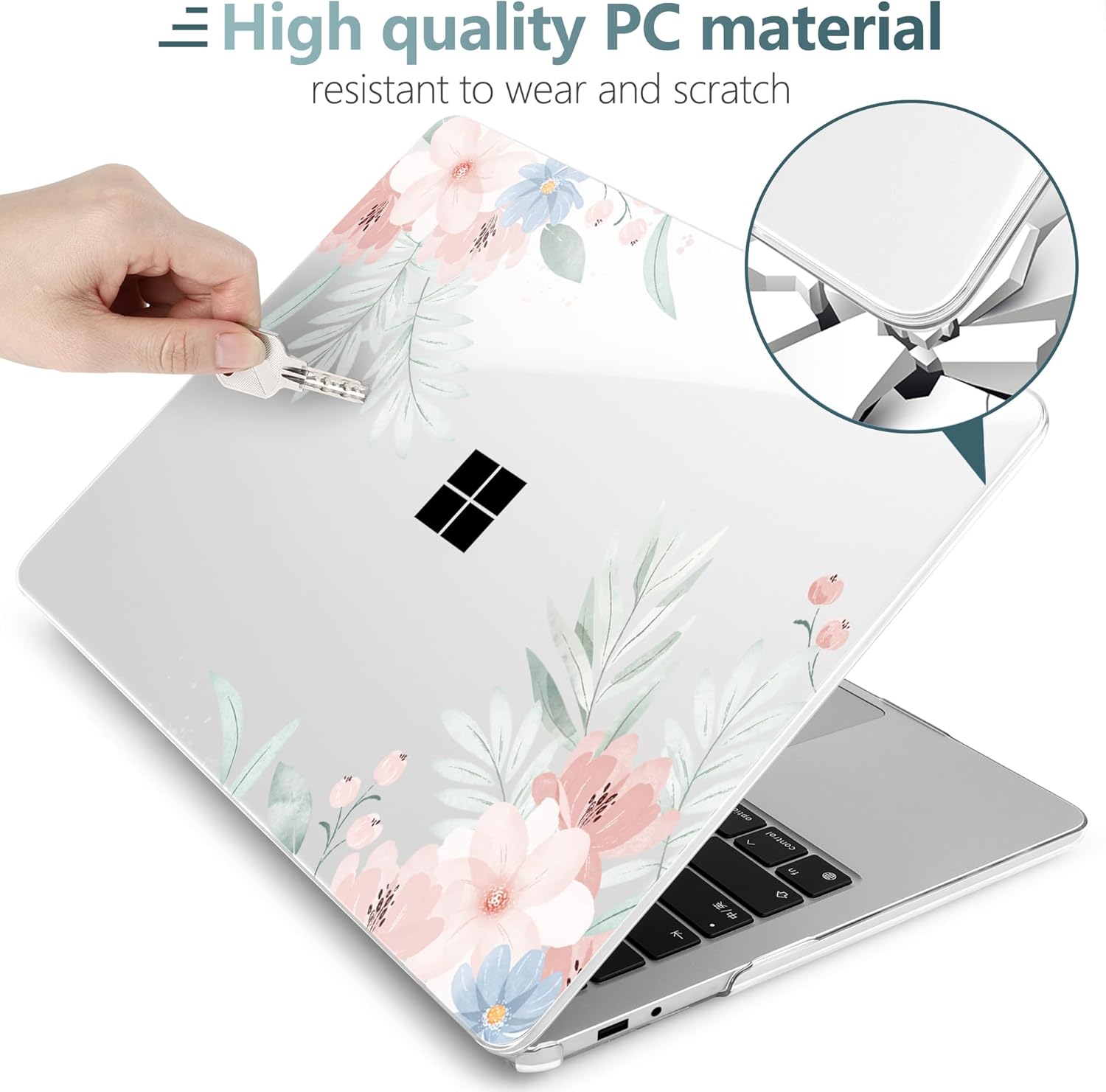 Batianda Case for 13-inch Microsoft Surface Laptop Copilot+ PC 2025 (Latest Model 2095), Artistic Patterns Ultra-Slim Lightweight Scratch-Resistant Hard Shell with Protection, Lovely Flowers