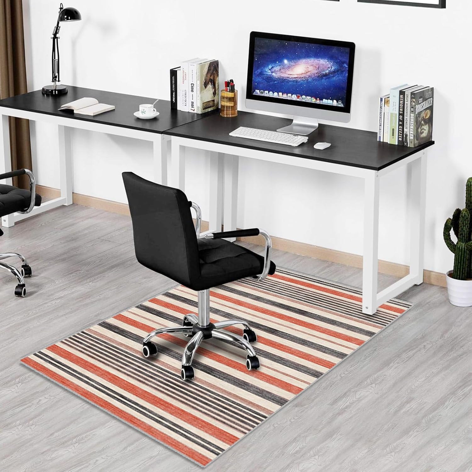 Office Chair Mat for Hardwood and Tile Floors, 48"x63" Desk Chair Mat for Carpet, Anti-Slip Computer Chair Mat Low Pile Carpet Chair Mats for Rolling Computer Chair 48x63inch Crimson Stripes
