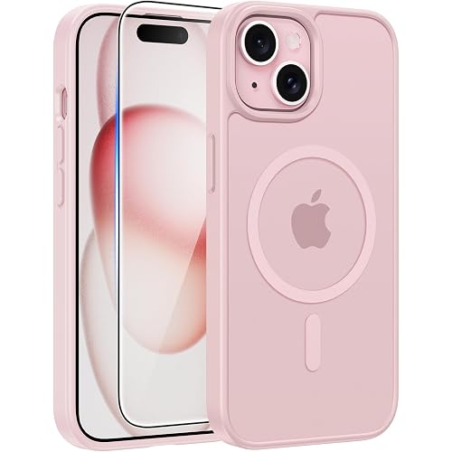 FNTCASE for iPhone 15/14/13 Case, Fit for Magsafe, Glass Screen Protector