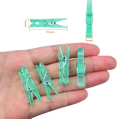 Miniatura 37 de BronaGrand 100pcs Mini Clear Plastic Utility Paper Clip, Clothespins Clip, Clothes Line Clips,Photo Clips