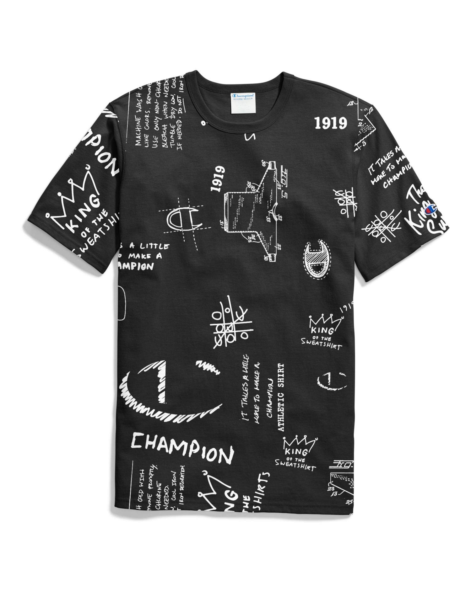Champion Life Mens Short Sleeve Heritage Tee, XS, Scribble Script Black