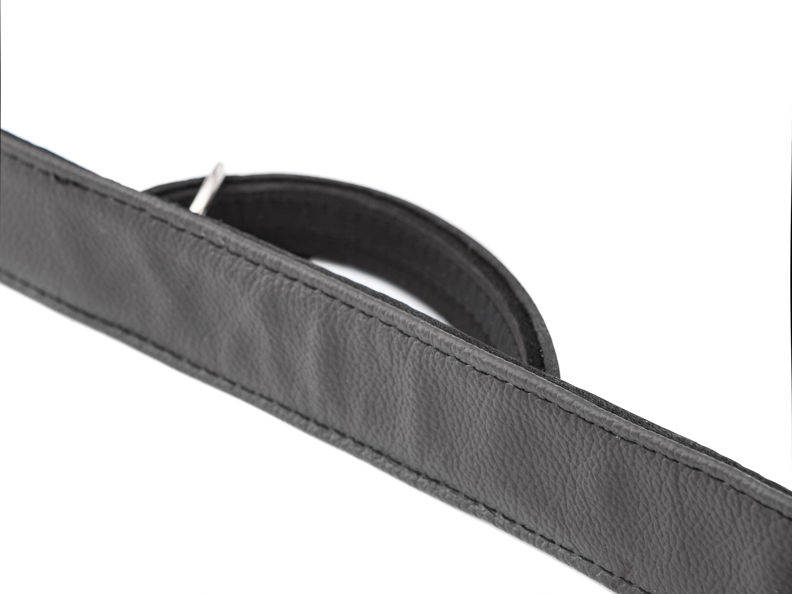 Collier pour chien en cuir avec poignée - Collier en cuir pour chien - Collier avec boucle en métal - Noir - 47-54 cm