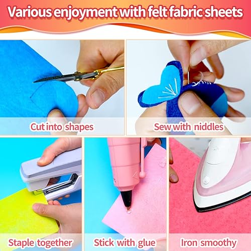 Miniatura 3 de IOOLEEM Hojas de fieltro moradas, 30 piezas de 7 x 11.3 pulgadas (cerca de tamaño A4 - 7.1 x 11.2 in) hoja de fieltro precortada para manualidades,