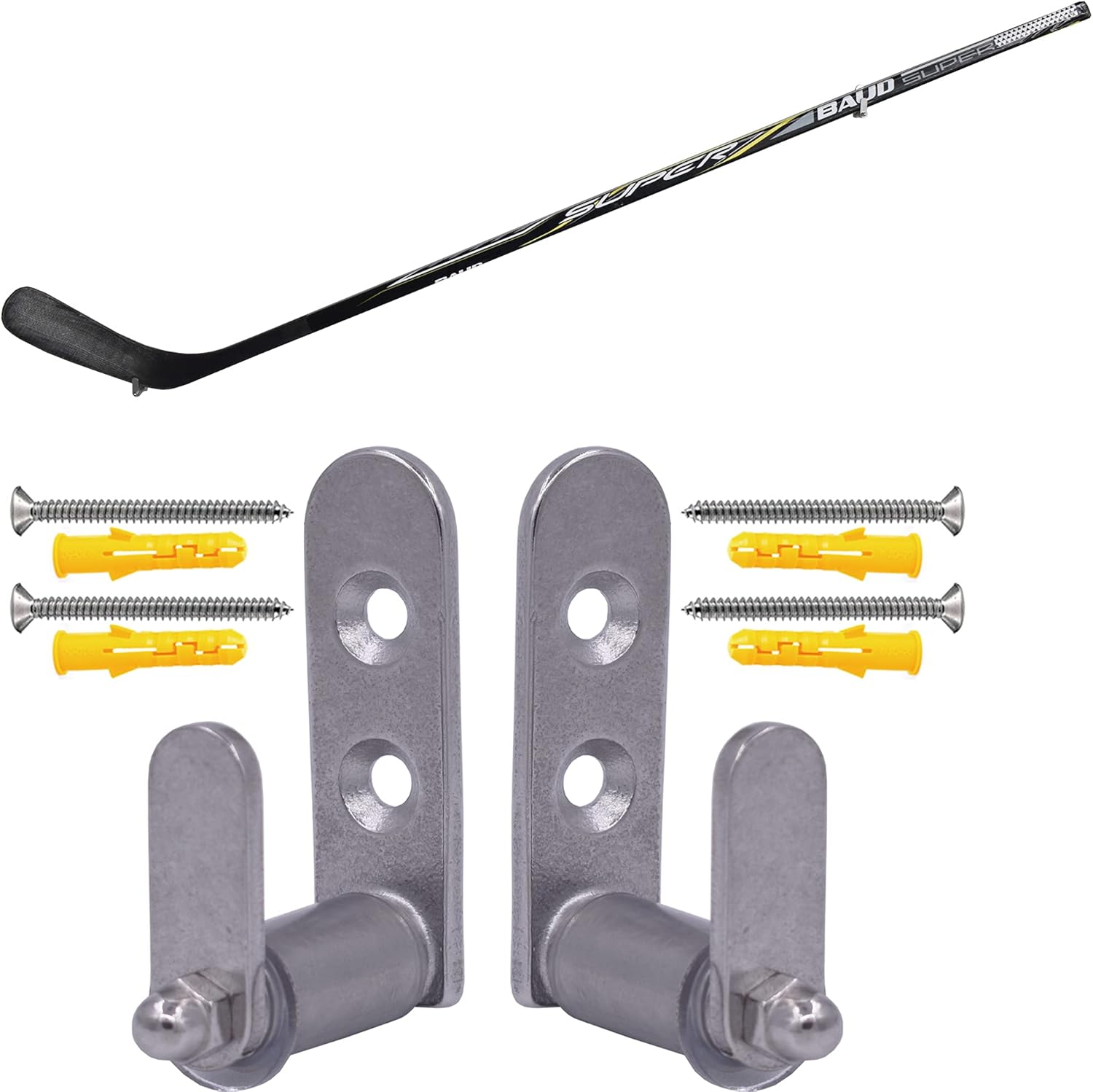 YYST Hockey Stick Wall Mount Hockey Stick Wall Hanger Storage Hook - Stainless Steel (2) : Sports & Outdoors