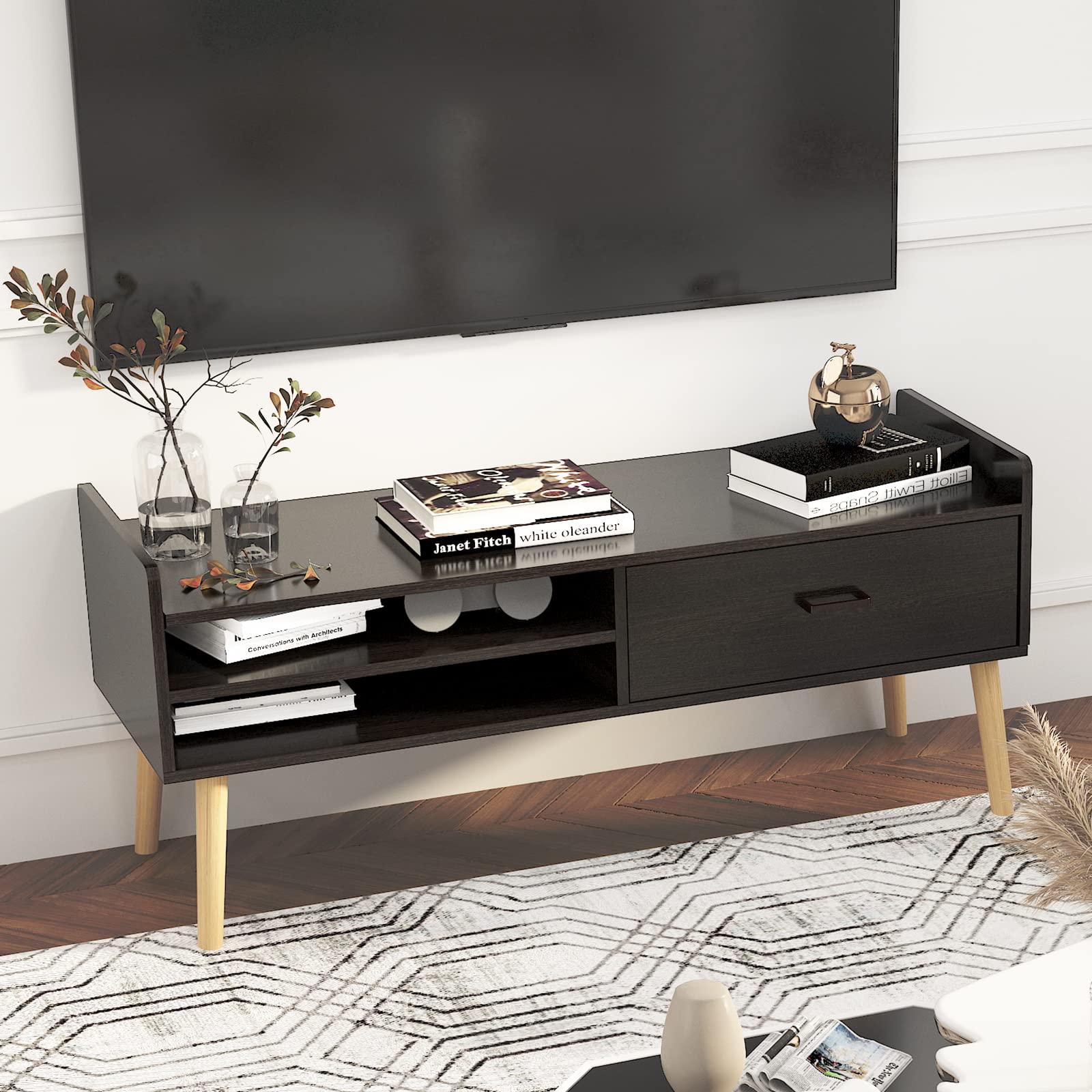 SogesHome 46.5 inch Wooden TV Stand Universal Stand Entertainment Center for TV up to 64 inch Living