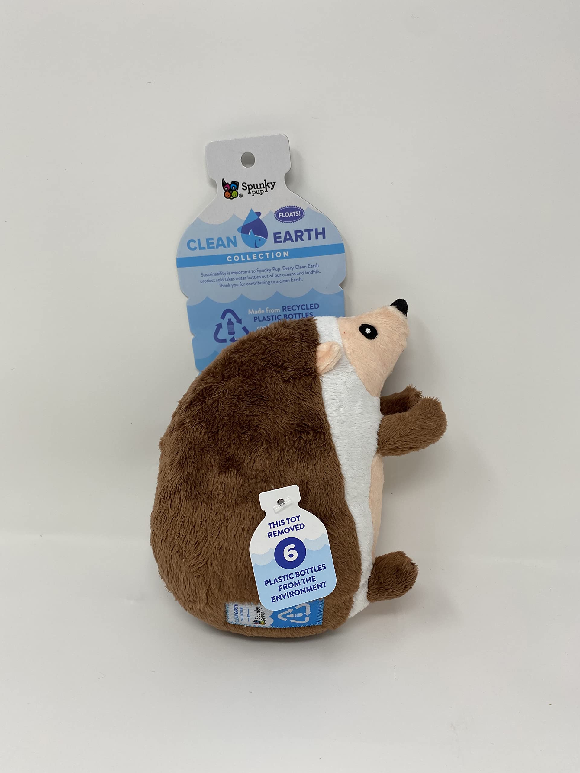 Spunky Pup Clean Earth Hérisson en Peluche | Fabriqué à partir de Bouteilles d'eau 100% recyclées | Taille L
