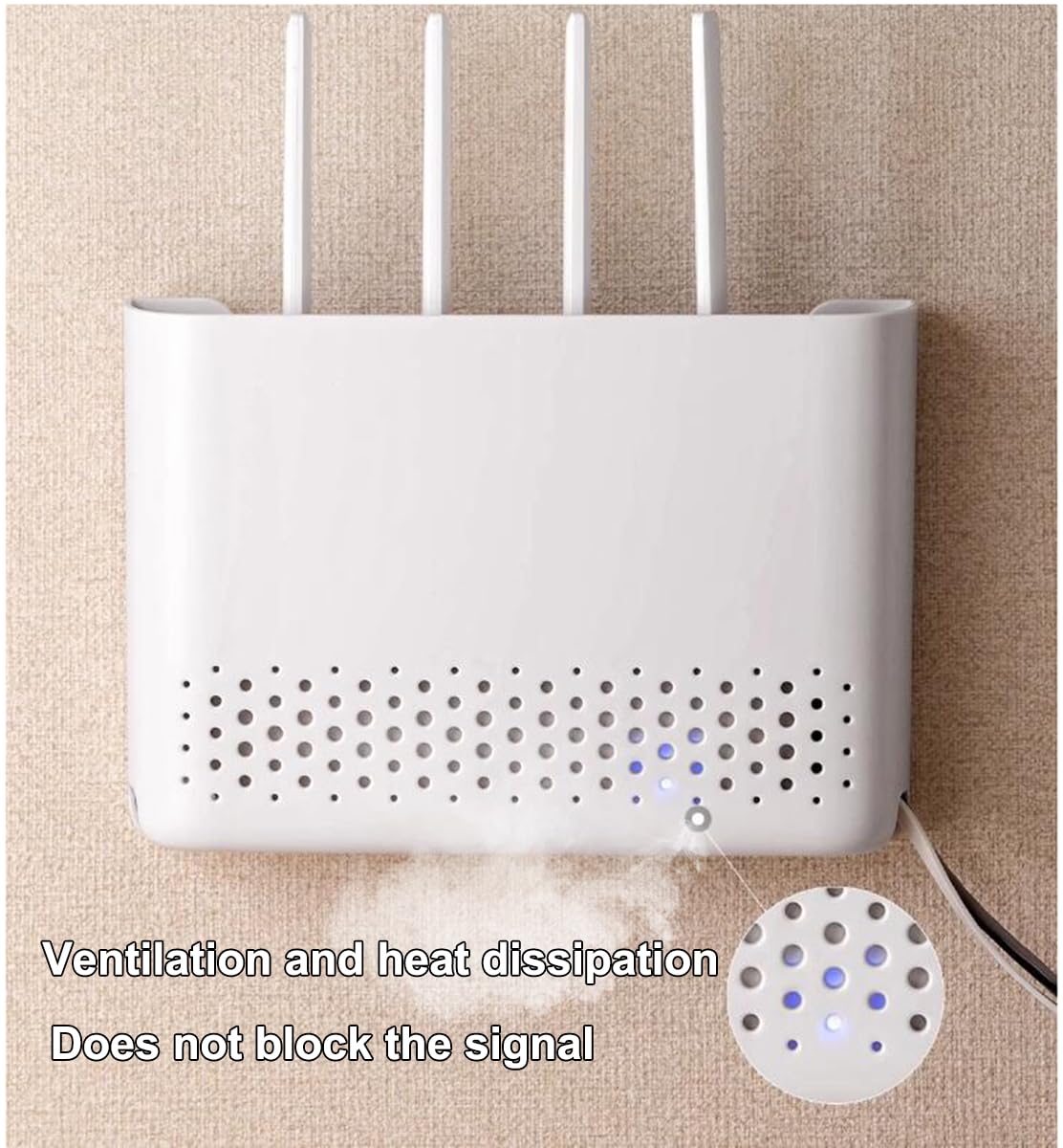 Caja Router Pared, Router Rack, Caja de Almacenamiento para Enrutador WiFi para Disimula el Router y Los Cables, para Sala de Estar de TV de Decoración del Hogar Blanco(Size:30x6x22cm)