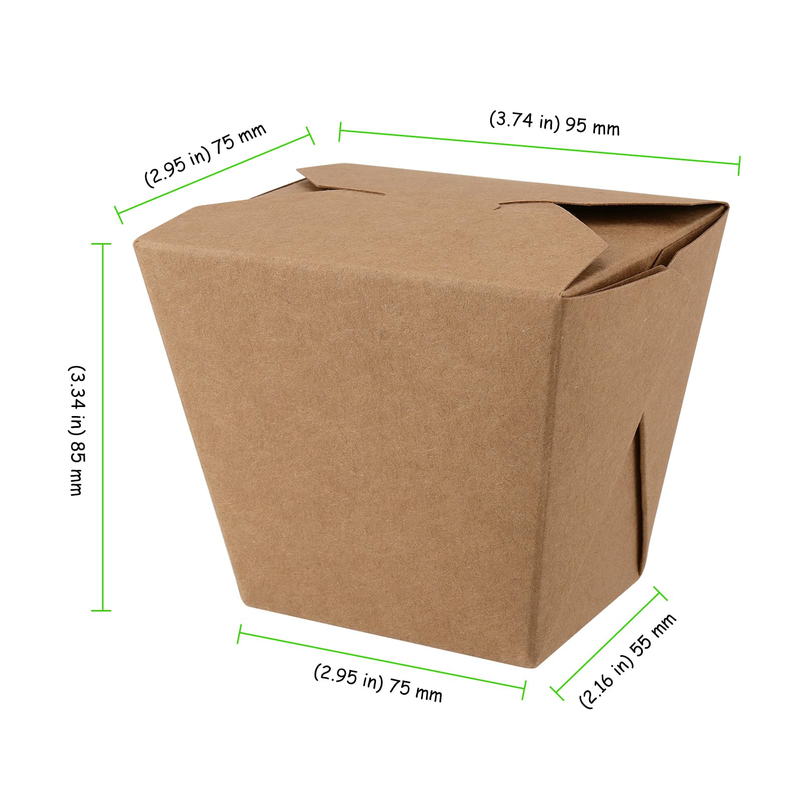 Paquete de 100 cajas de papel kraft de 16 onzas, contenedor chino marrón para llevar, cajas de papel para llevar, para fiestas, catering, restaurantes