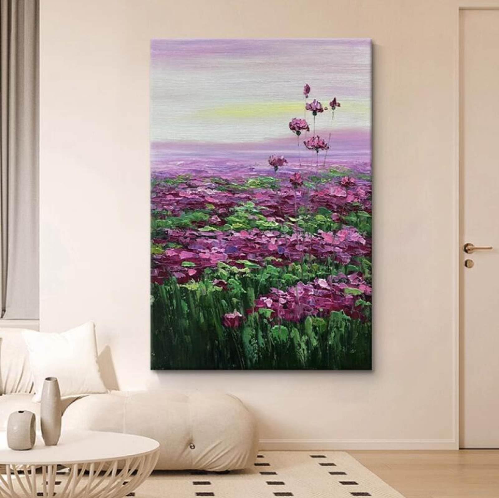 Peinture de paysage floral abstrait moderne pour grand mur de salon