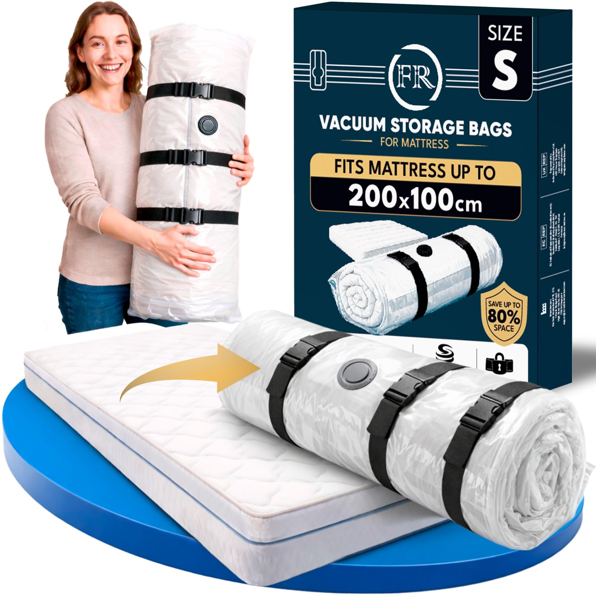 Mattress Vacuum Bag for Foam, Gel, Latex-Mattress up to 200×100cm (79”×39”)