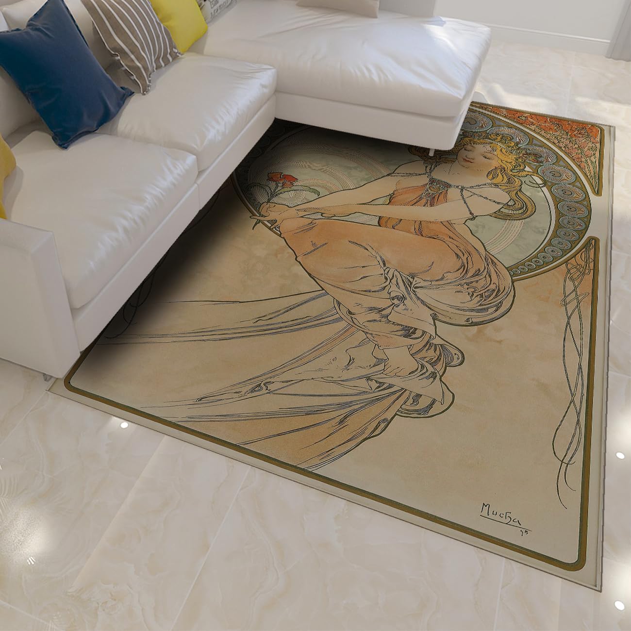Zmywalne dywaniki Maszyna Salon Barokowy Dywan Nocny Antypoślizgowy Niski Włosie Damskie Do Sypialni Jadalni Szatnia 60 x 120 cm