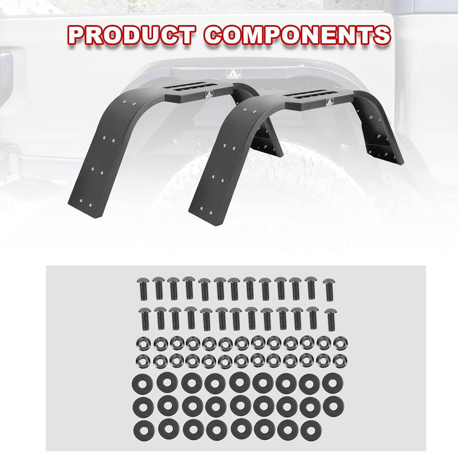 NIXON OFFROAD Solid Steel Front & Rear Fender Flares for 2019-2025 Jeep Gladiator JT, Splash Guards w/Sequential LED Light, Unlimited Heavy-Duty Off Road Trim Guards 2&4 Doors （2 Pairs）
